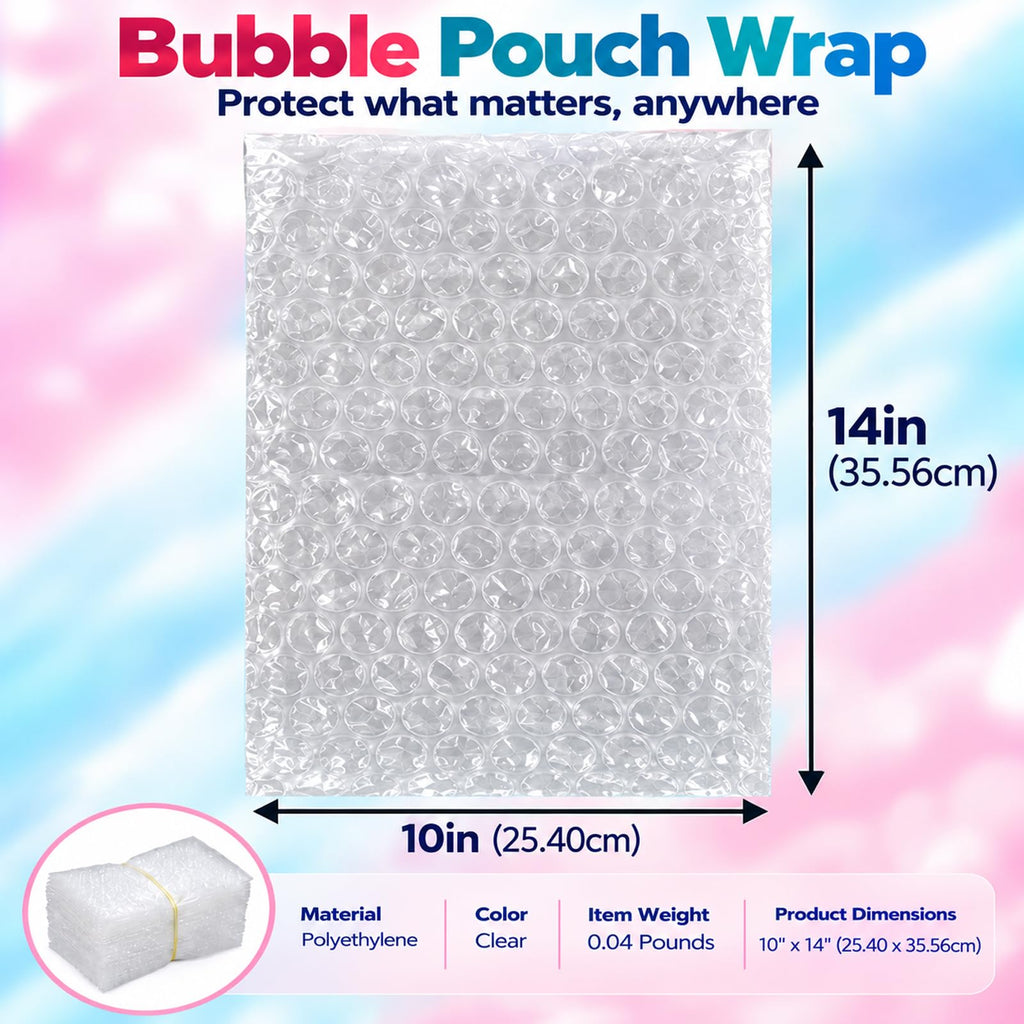 50Pack10x14" Clear Bubble Out Bags, Double-Wall Cushioned Pouch for Packing