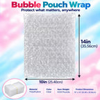 50Pack10x14" Clear Bubble Out Bags, Double-Wall Cushioned Pouch for Packing