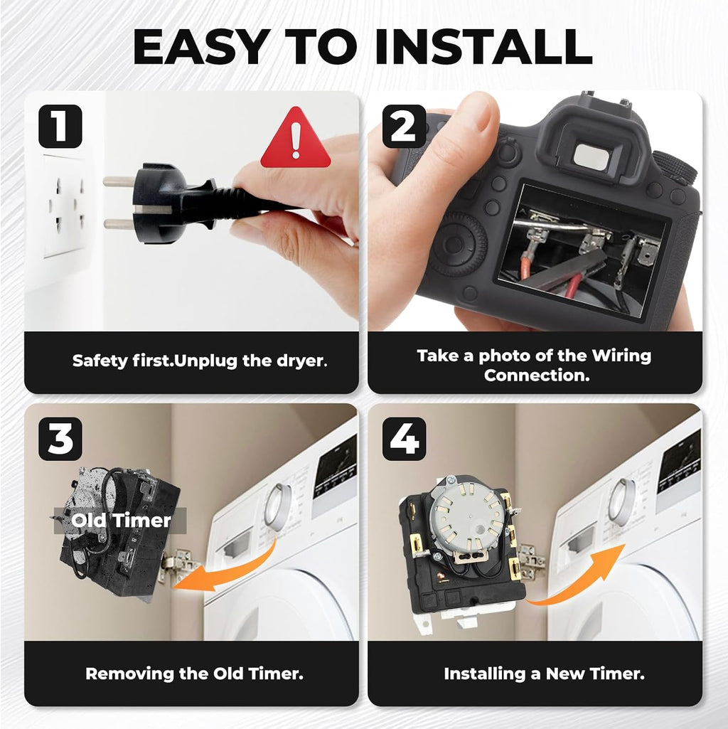 WE4M533 Dryer Timer Replacement,Replaces WE4M364,234D1296P005, TMD1EM03,PS8690648, AP5780508 (Upgraded OEM Quality) Easy Installation