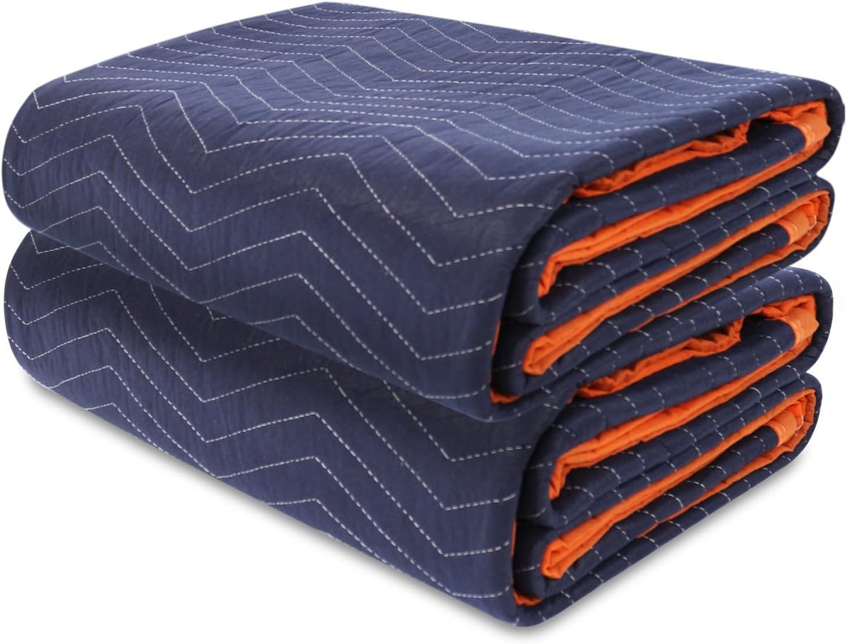 2Pk Heavy-Duty Moving Blankets 72x40in Rev Black & Blue 4.4lbs