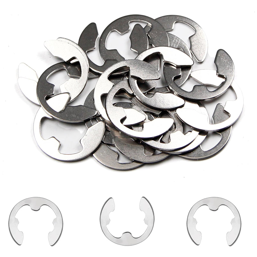 Juvielich 20Pcs M15 E-Clip Circlip, 304 Stainless Steel Snap Rings