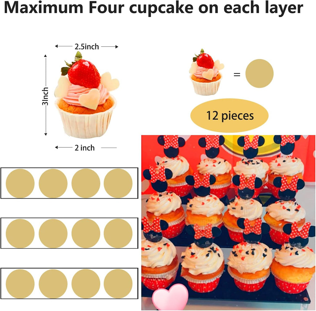 Acrylic Display Riser, Black Perfume Organizer, 3 Tier Cupcake Stand | Acrylic Shelves for Figures and Cologne, Shelf