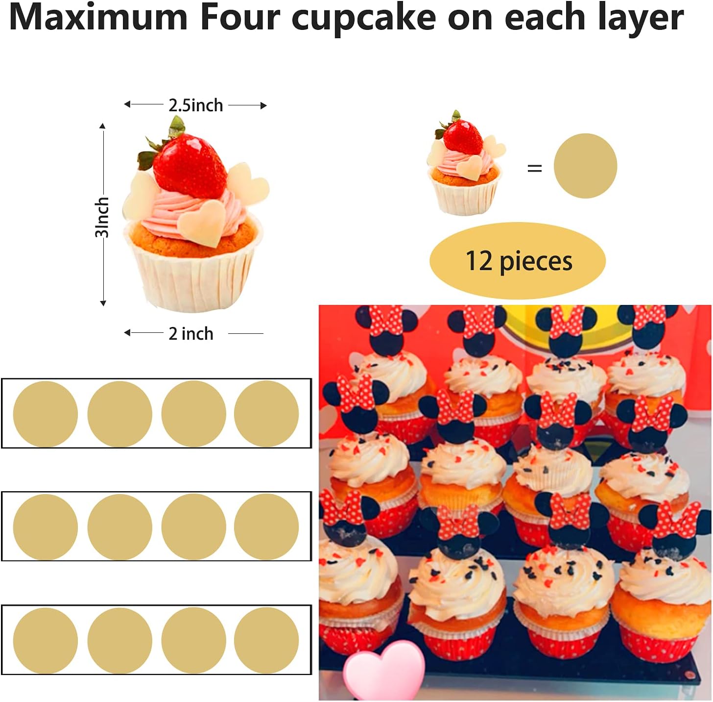 Acrylic Display Riser, Black Perfume Organizer, 3 Tier Cupcake Stand | Acrylic Shelves for Figures and Cologne, Shelf