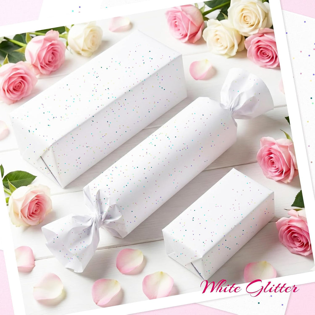 60 Sheets White Glitter Tissue Paper for Gift Bags - 27.5x19.7 Inches