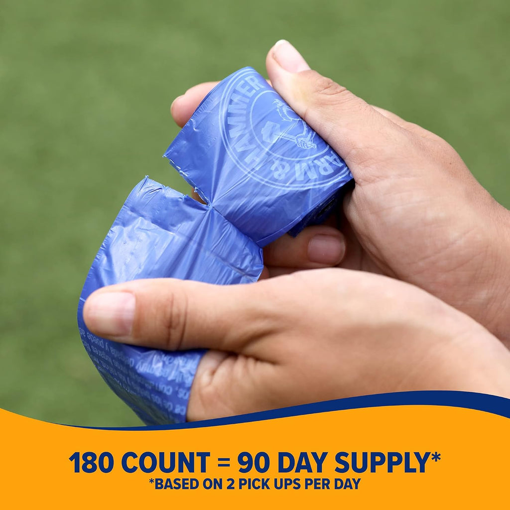 Easy-Tear Disposable Dog And Cat Waste Bags With Activated Baking Soda, 180 Dog Poop Bags, 9 x 14 Inches
