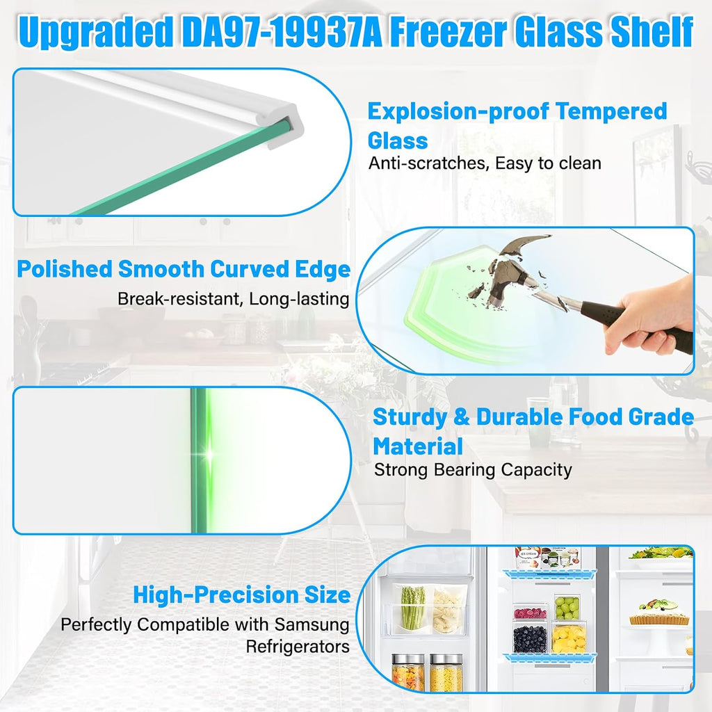 DA97-19937A Freezer Glass Shelf for Samsung Refrigerator Shelf Replacement