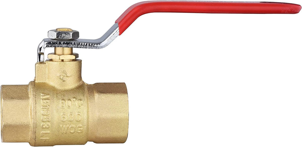 5Pcs EFIELD 1"FNPT WOG Full Port Brass Ball Valve,Red(VALVE172-5)