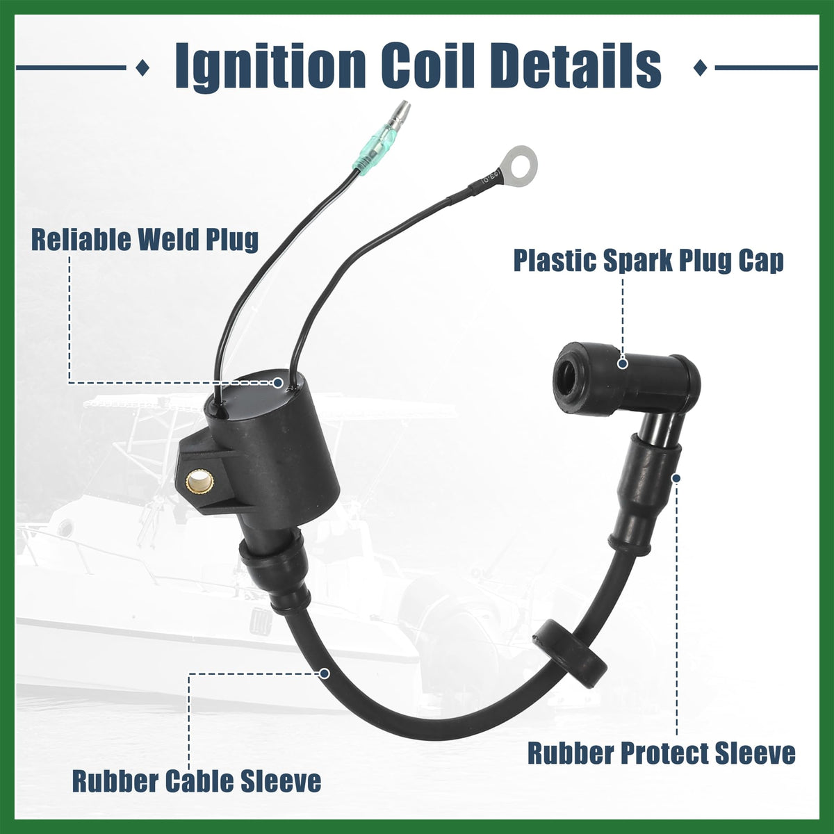 Motoforti Ignition Coil Assy for Yamaha 2 Stroke 3 Cylinder 25HP