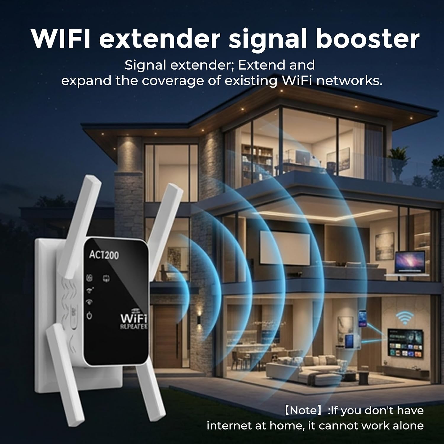 AC1200 WiFi Extender Signal Booster for Home, Dual Band Range Repeater | (5GHz/2.4GHz), Covers Up to 12880 Sq.ft