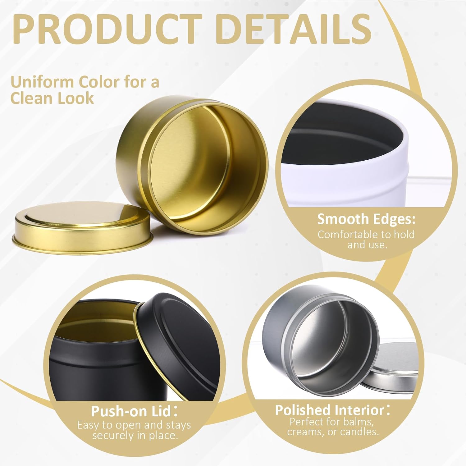100 Pcs 4oz Candle Tins with Lids, Metal Jars for Candle Making