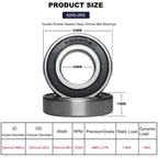 10 Pack 6205-2RS Double Rubber Seal Deep Groove Ball Bearings 25x52x15mm Pre-Lubricated and Stable Performance and Cost Effective Bearings (6205-RS)