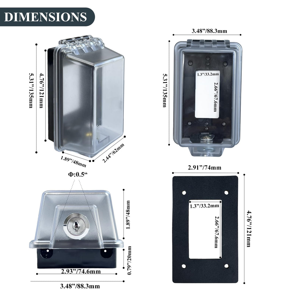PILISPARK Locking Weatherproof Outlet Cover, Clear in-Use Box