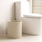 Small Bathroom Trash Can, Beige & Thick Lines, 1.6 Gallon