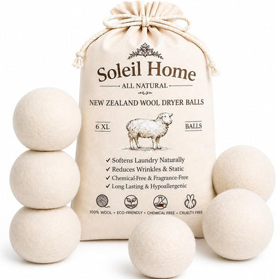 Wool Dryer Balls XL 6-Pack – 100% New Zealand Wool Laundry Balls – Natural Fabric Softener Alternative to Dryer