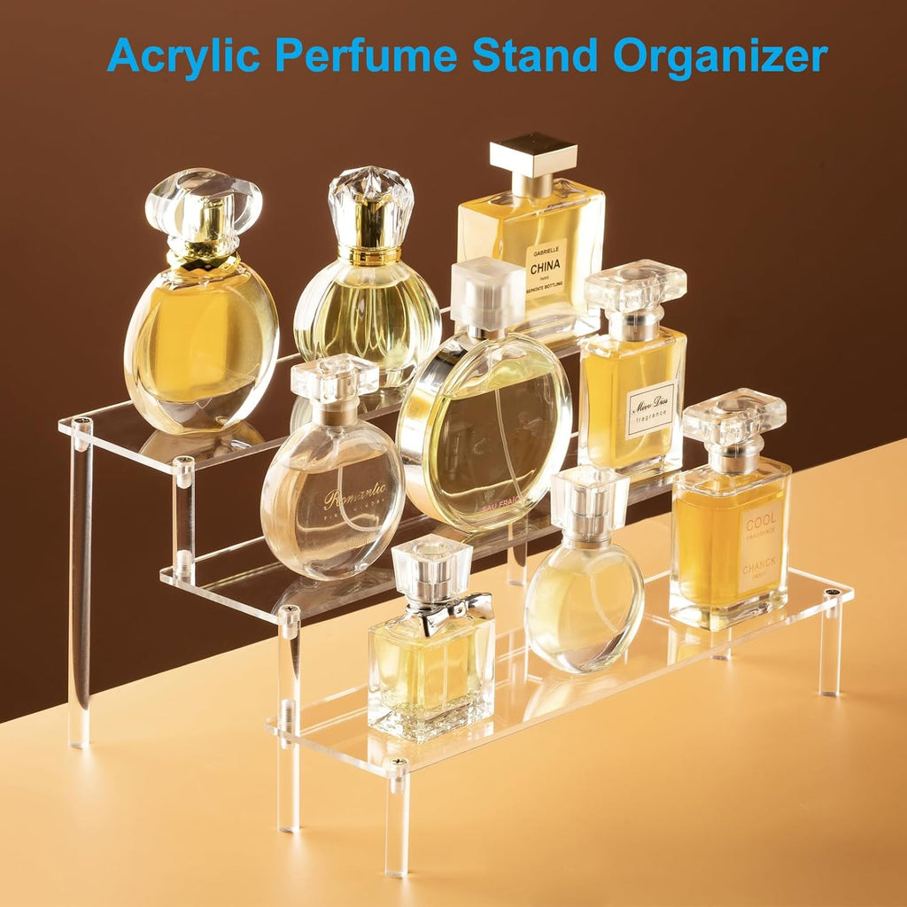 Large Acrylic Display Risers, Perfume Stand Organizer, Clear Acrylic Shelf Risers for Display Stands for Food