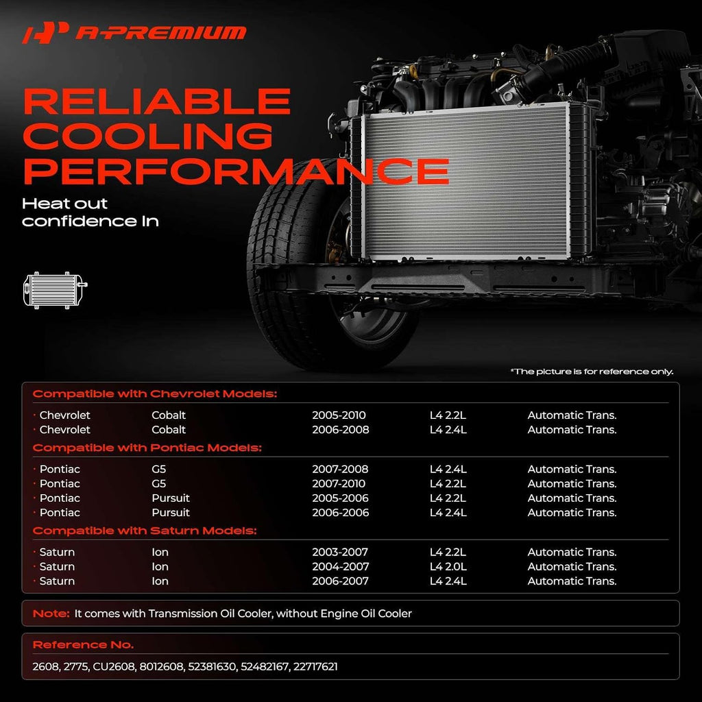 A-Premium Engine Coolant Radiator Assembly with Transmission Oil Cooler