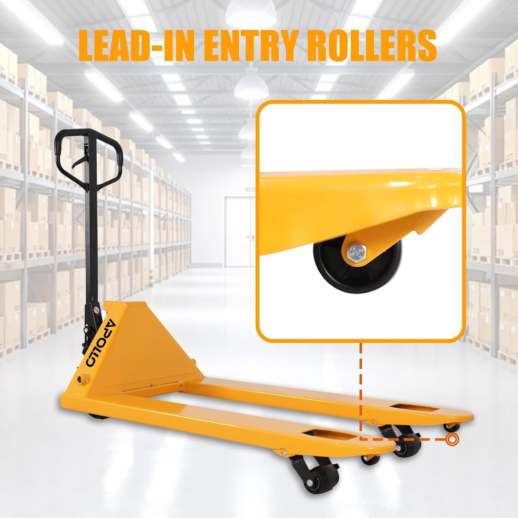 Pallet Jack Truck, 5500lbs Capacity 27" W x 48" L Standard Forks | Heavy Duty Manual Pallet Truck for Warehouse