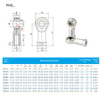 FOCMKEAS 2 PCS PHSB7L Spherical Rod End Bearings, 7/16" Bore, Left Hand