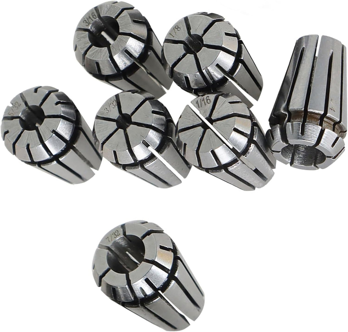 findmall 7Pcs ER11 Spring Collet Set 1/16-1/4 Collet Chuck