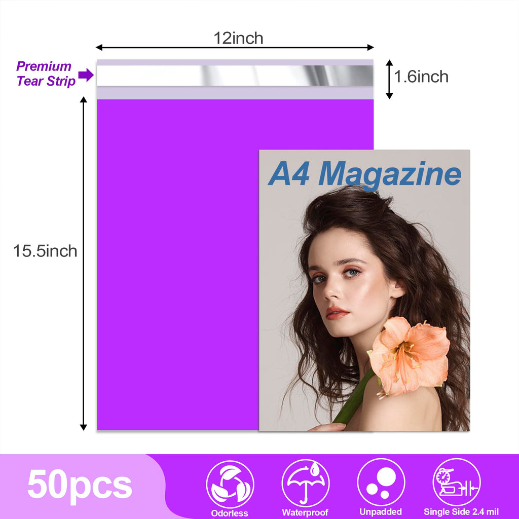 Thank You Poly Mailers 12x15.5 Inch, 50 PCS, Purple
