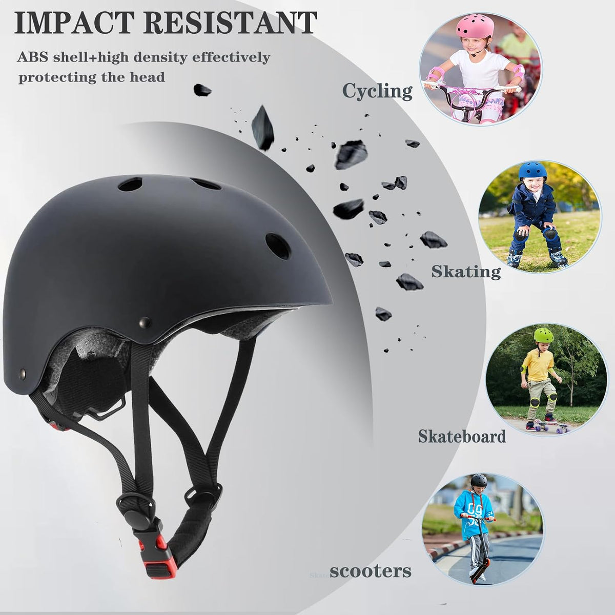 Kids Helmet,Toddler Skateboard Helmets for Ages 2-3-5-8-14 Years Boys Girls with Knee and Elbow Pads Wrist Guards fit