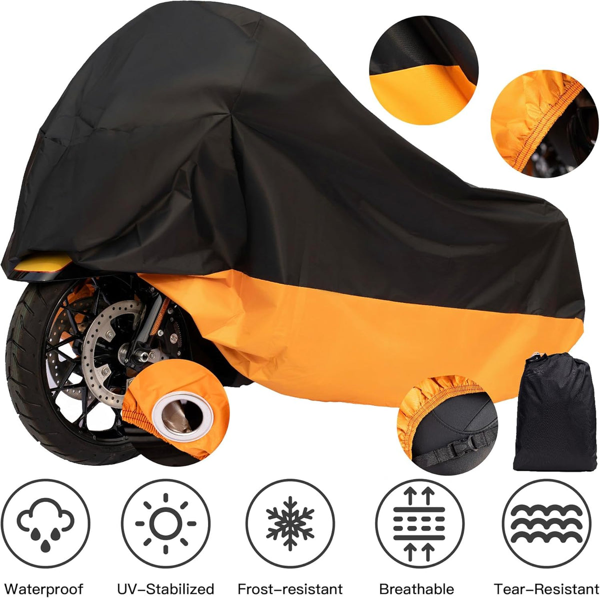 Motorcycle Cover Waterproof for Harley Davidson Street Glide Touring XXXL Orange