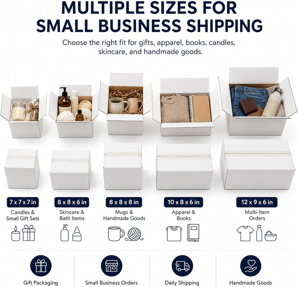 10x10x4 White Shipping Boxes, 25 Pack