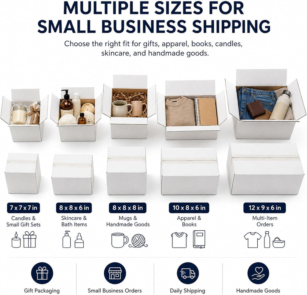 10x10x4 White Shipping Boxes, 25 Pack