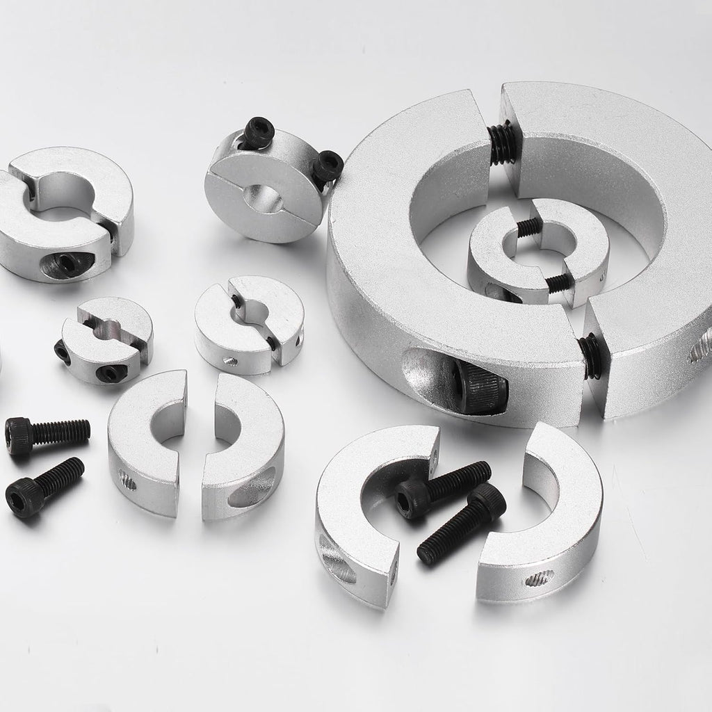 uxcell 6 Pcs Double Split Shaft Collar, 8mm Bore 25mm OD, 6061 Aluminum