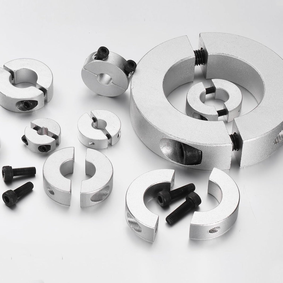 uxcell 6 Pcs Double Split Shaft Collar, 8mm Bore 25mm OD, 6061 Aluminum