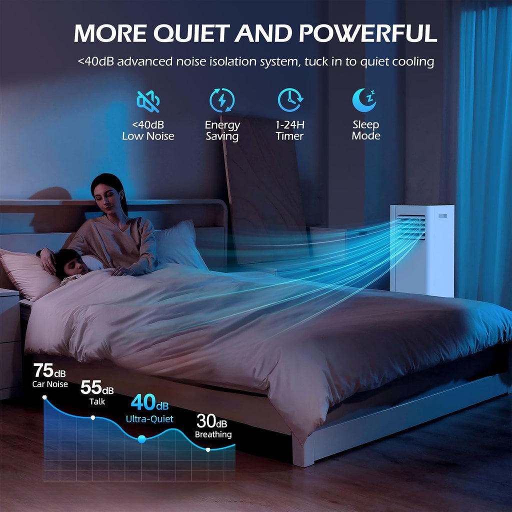 16000 BTU Portable Air Conditioners with WiFi APP | 5-in-1 Fast Cooling for 850 Sq.Ft, Dehumidifier, Fan, 24H Timer