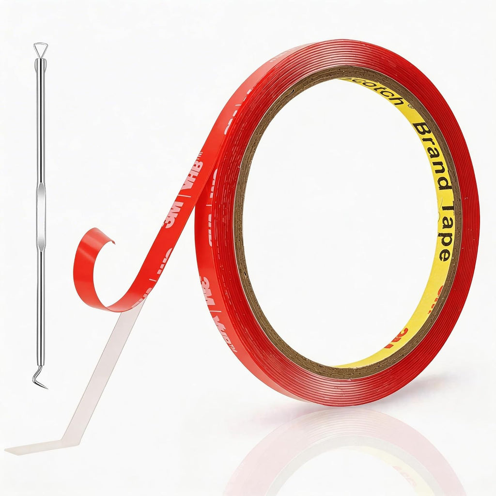 3M Clear Double Sided Tape Heavy Duty Made of VHB 4905 1/4 inch x 10 ft, Ultra Thin Strong Adhesive for Electronics