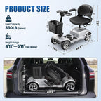30 Miles Foldable Powered Mobility Scooters for Seniors and Adults, Silver