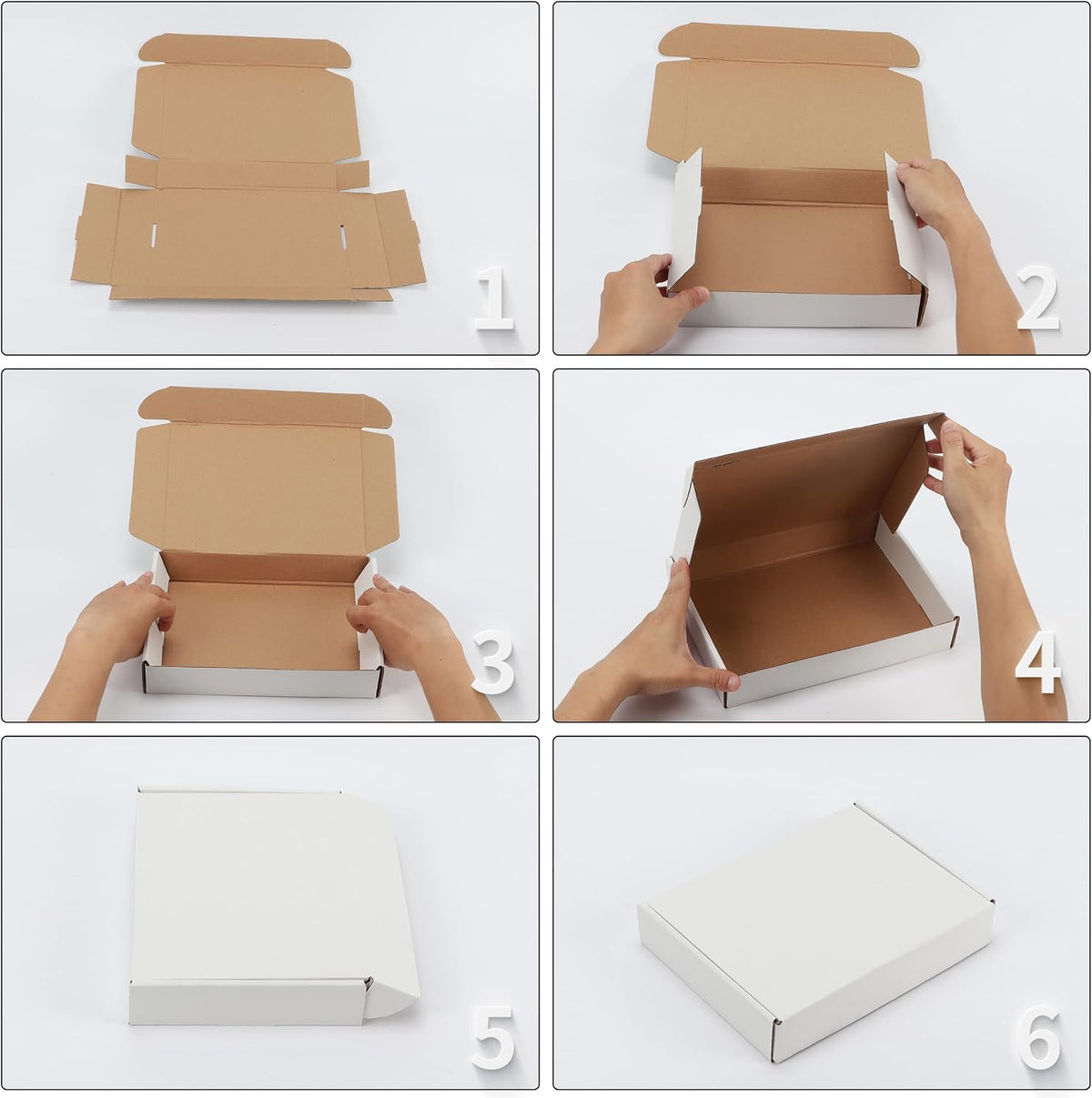 11x8x2 Inches Shipping Boxes Set of 20 White Corrugated Cardboard Mailing Boxes for Packaging, Small Business