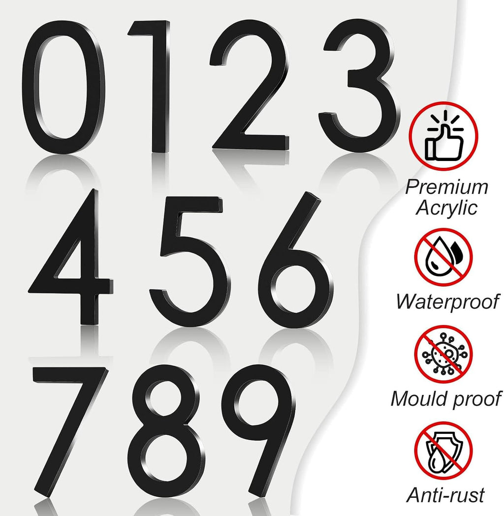 Floating Shadow House Number for Outside - Large 5 Inch Modern House Address Numbers with Nail Kit Black Acrylic