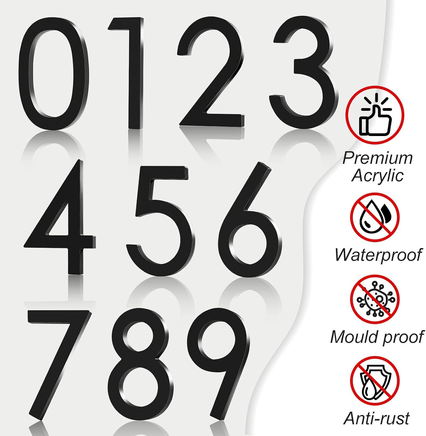Floating Shadow House Number for Outside - Large 5 Inch Modern House Address Numbers with Nail Kit Black Acrylic