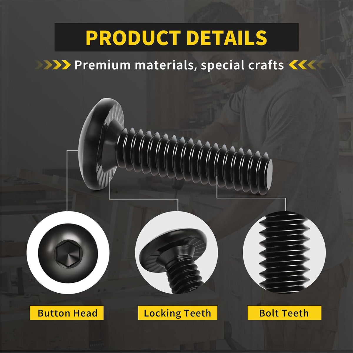 Socket Cap Machine Screws 1/4 x 1 24PC, Button Head Hex Socket