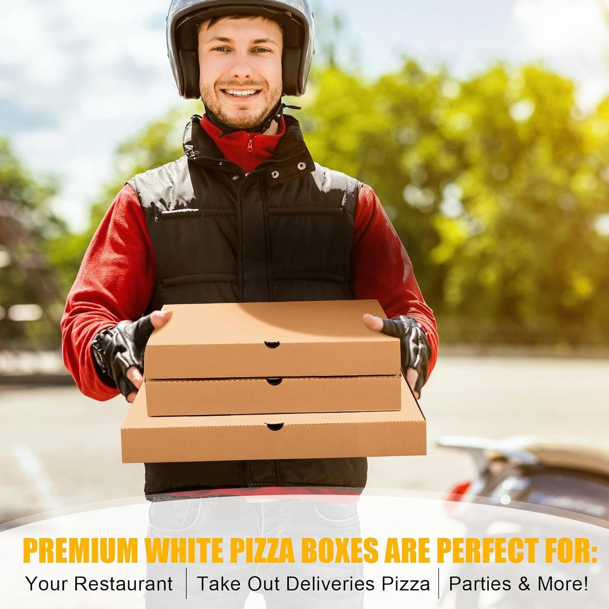 100 Pcs Pizza Boxes Bulk Cardboard Square, Kraft, 12 Inch
