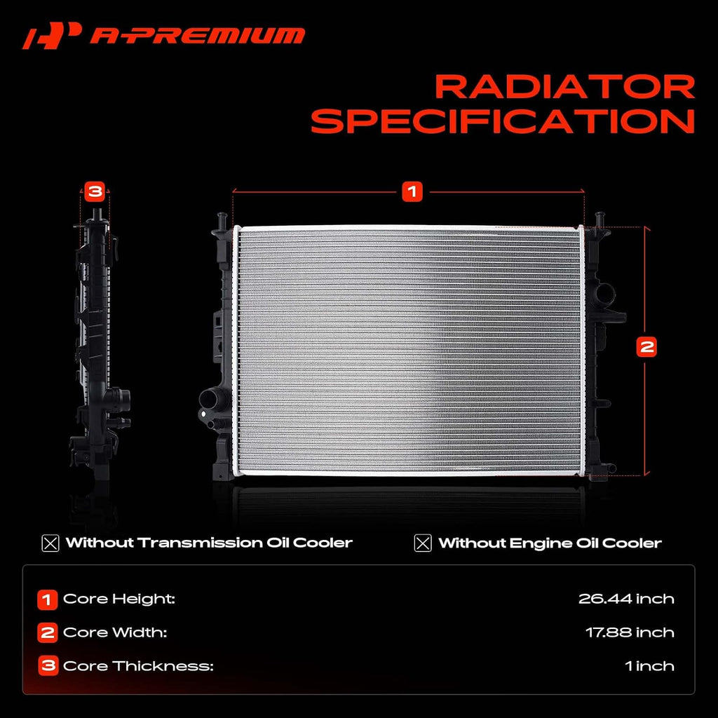 A-Premium Engine Coolant Radiator Assembly Compatible with Ford