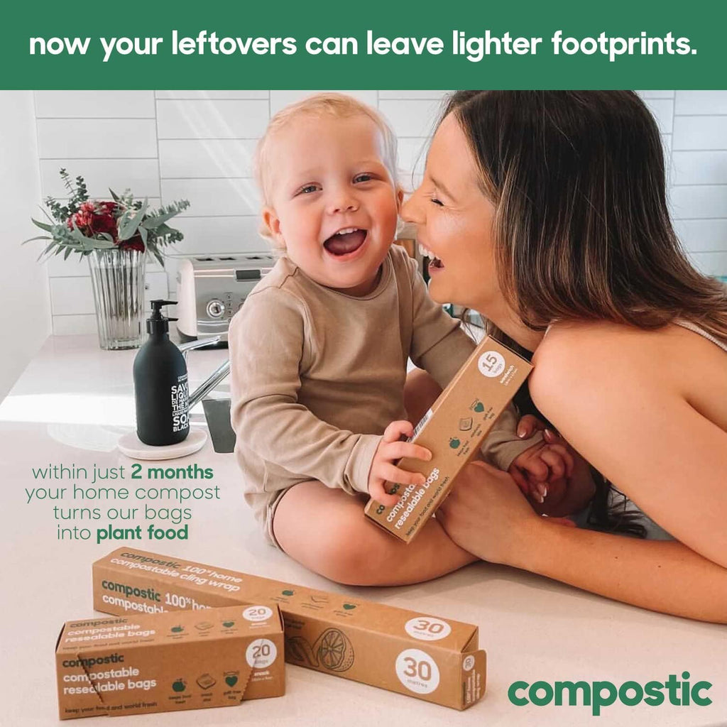 Compostable Quart Bags, 100 Ct, Resealable Zip Food Storage Bags