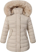 Girls Long Puffer Winter Coat Kid's Removable Hood Parka Jacket | Waterproof Polyester Outer, Soft Fleece Lined