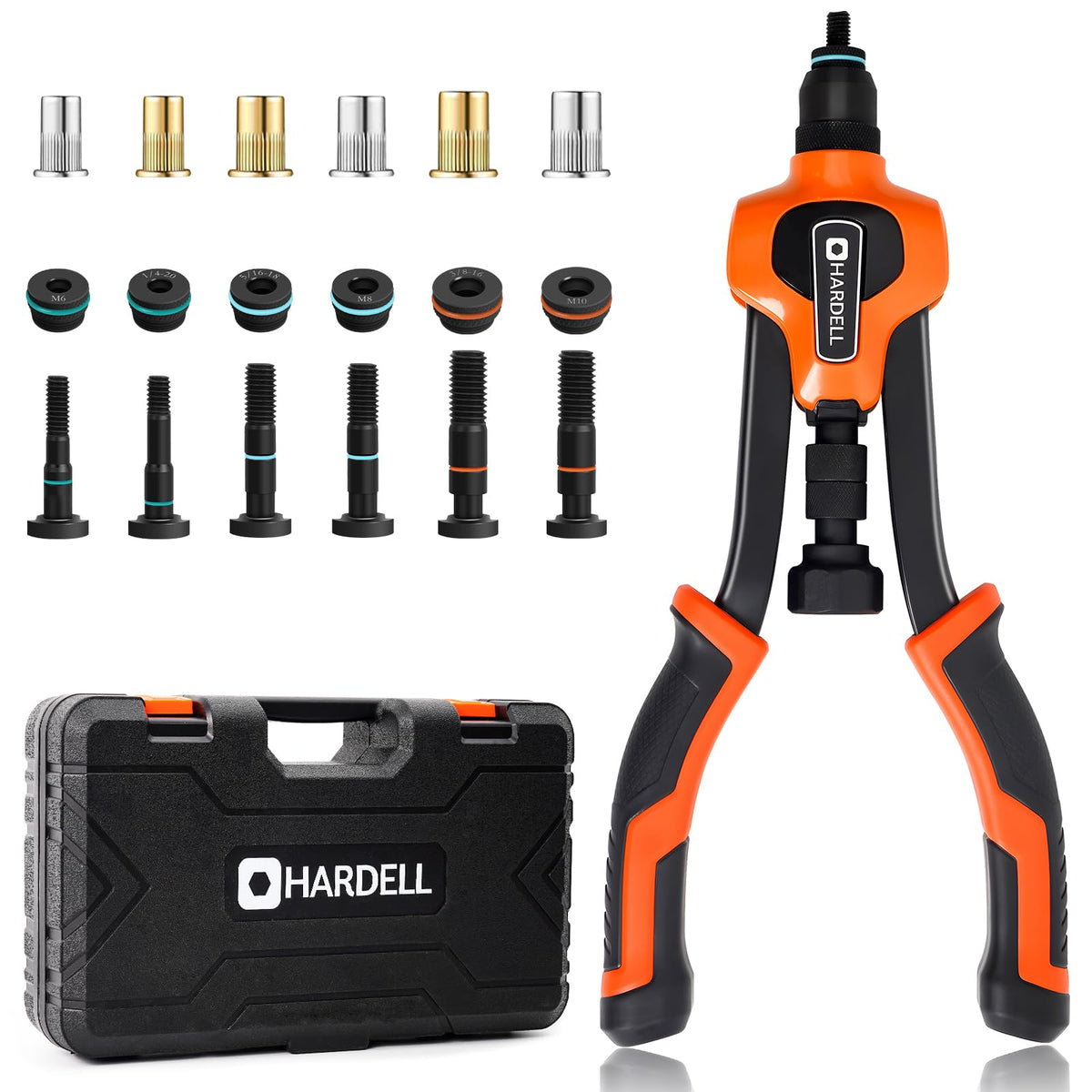 Rivet Nut Tool Kit, 14" Rivnut Tool with 80 Rivet Nuts & 6 Mandrel