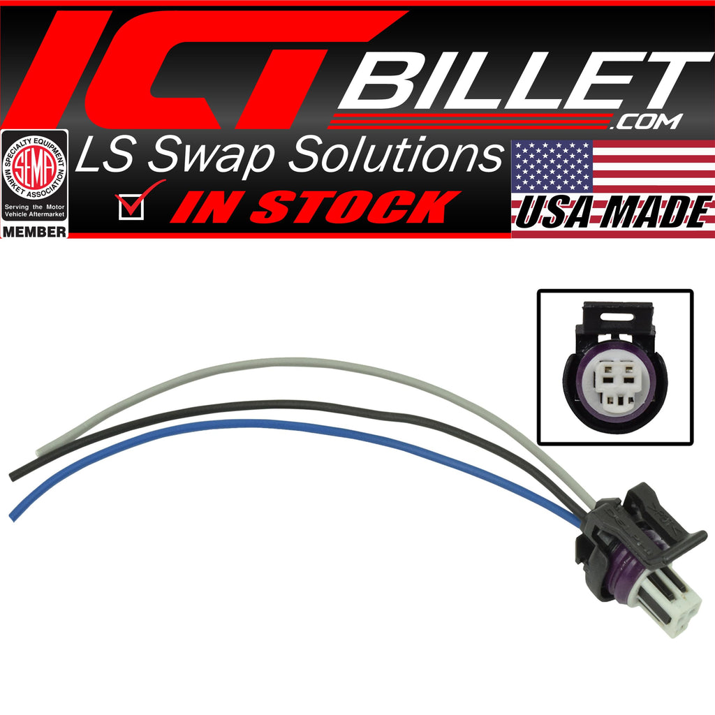 ICT Billet LS TPS Wire Pigtail -Throttle Position Sensor Connector - LS1 LSX Plug WPTPS30