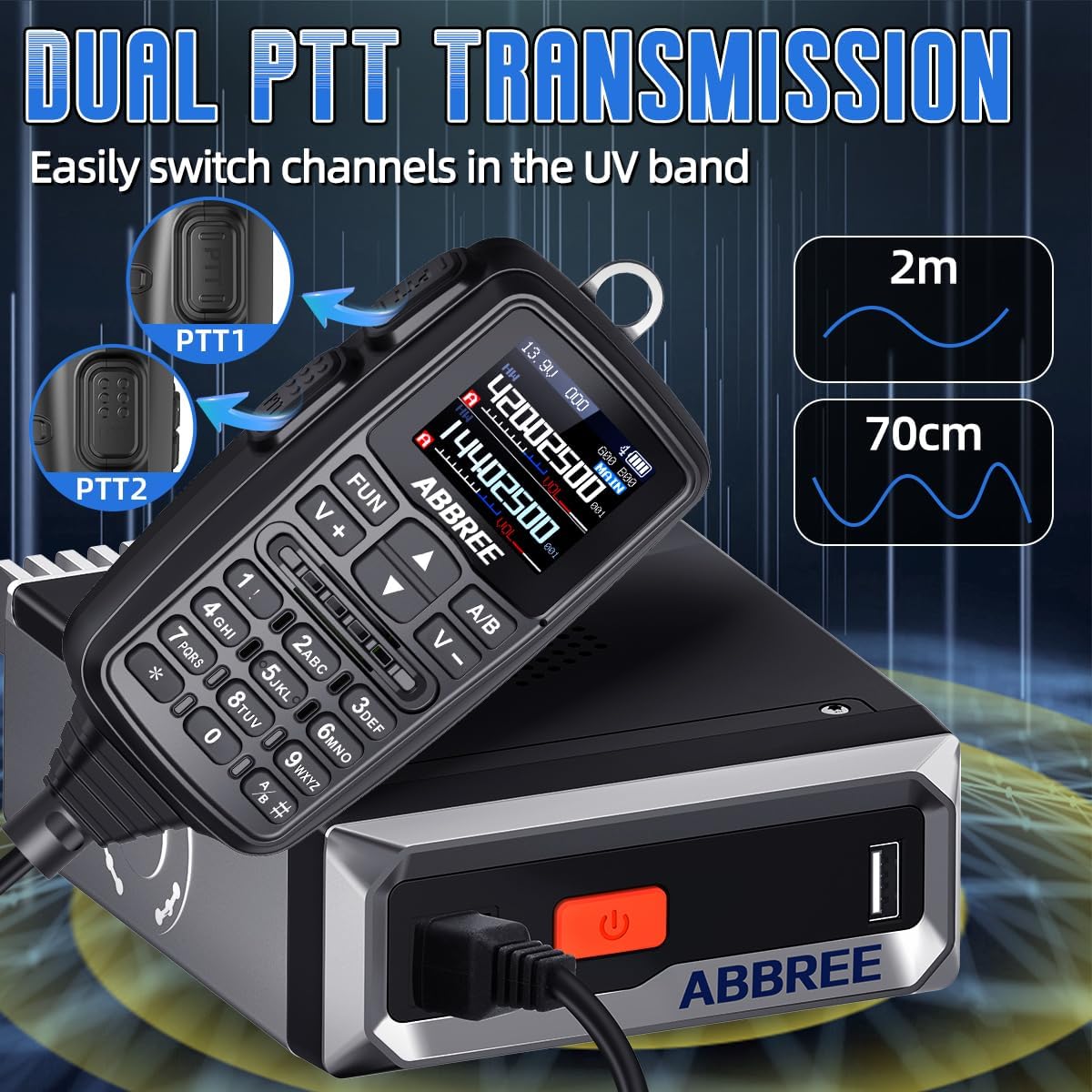 Mobile Ham Radio 30W GPS Dual Band 136-174MHZ/400-480MHZ NOAA VHF/UHF Long Range Base Station Two Way Radio with