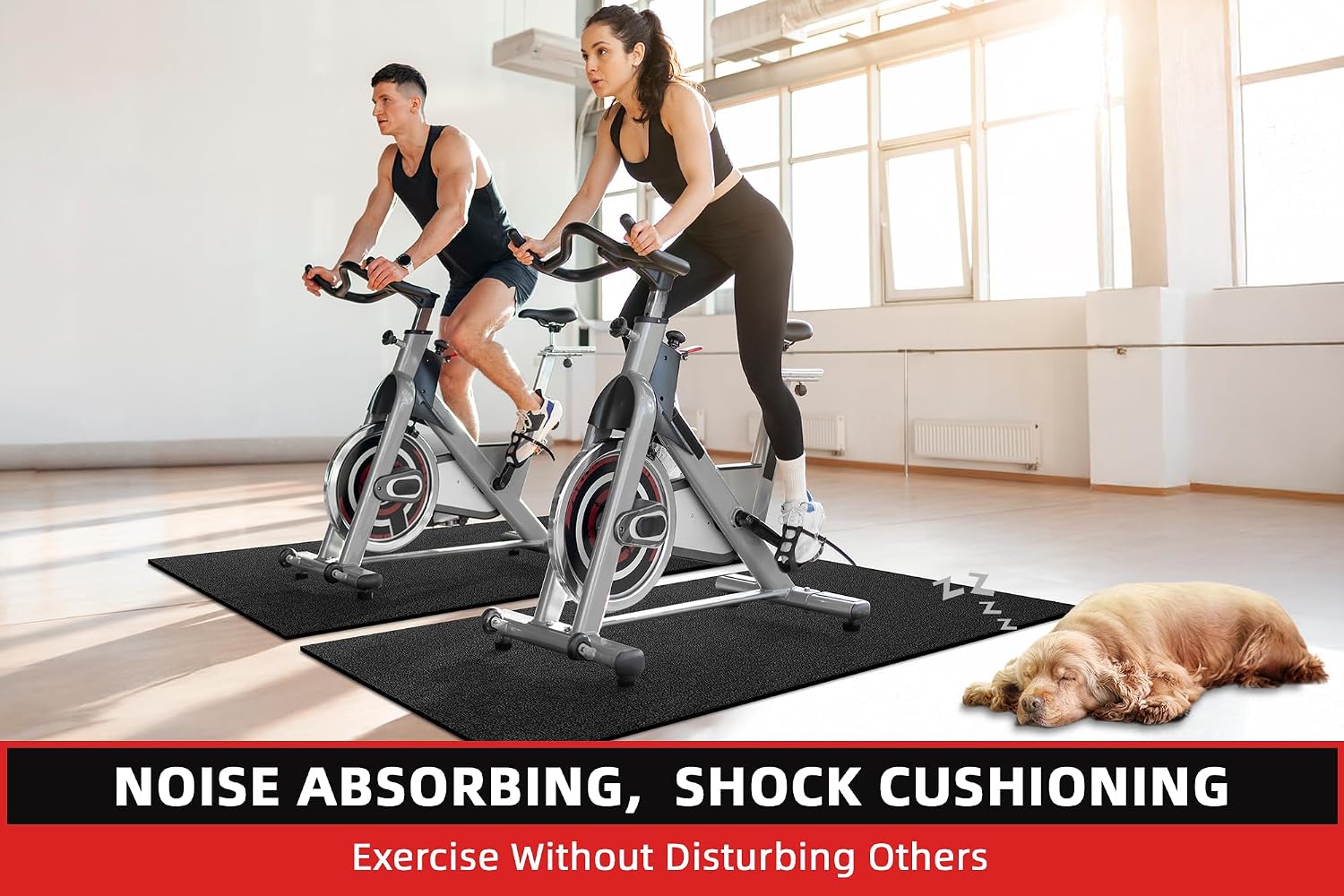 Treadmill Mat for Hardwood Floor Carpet 7'x3'/6'x3'/6'x2.5'/4'x2' | 6mm Thick Exercise Equipment Gym Mat, Compatible