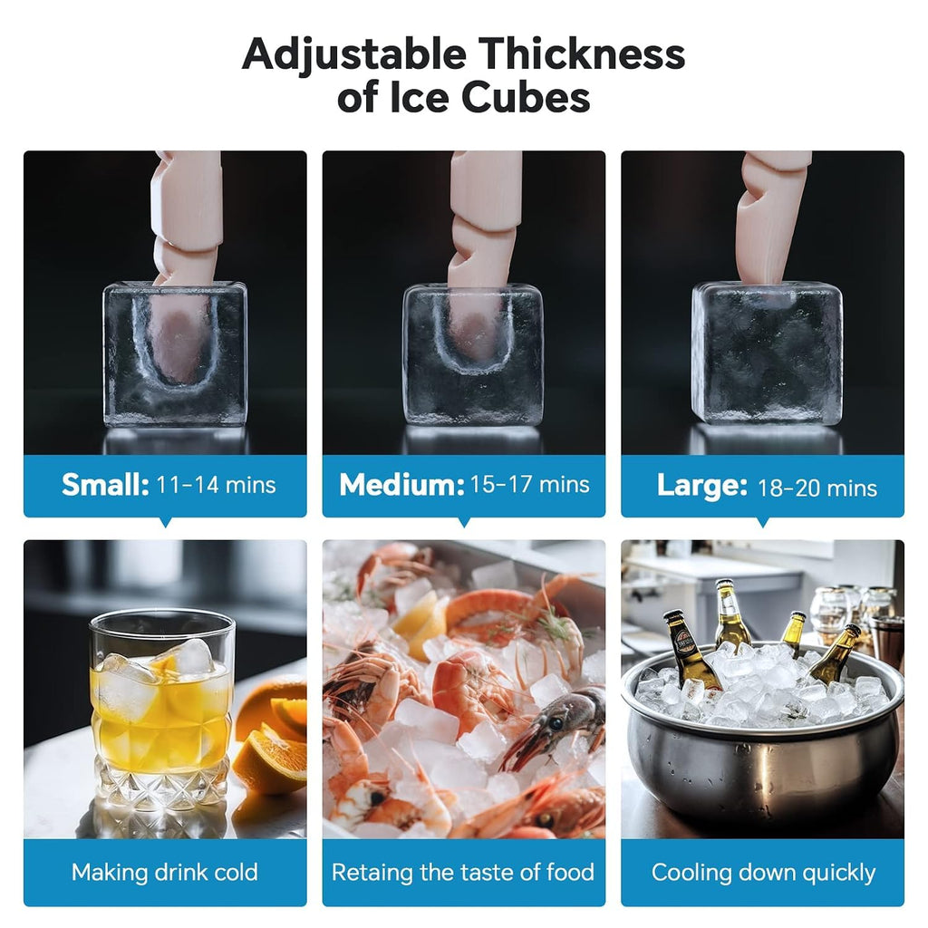 Commercial Ice Maker Machine 100Lbs/24H, Stainless Steel Undercounter Ice Maker with 33Lbs Storage Capacity
