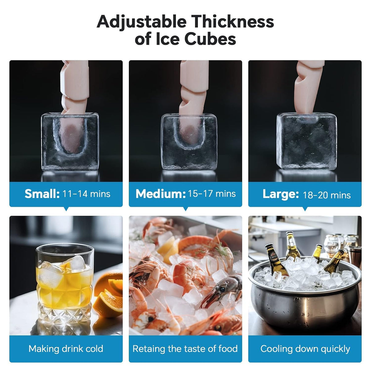 Commercial Ice Maker Machine 100Lbs/24H, Stainless Steel Undercounter Ice Maker with 33Lbs Storage Capacity