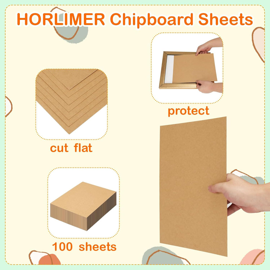 100 Pack 8.5x11 Chipboard Sheets, Kraft Cardboard for Shipping