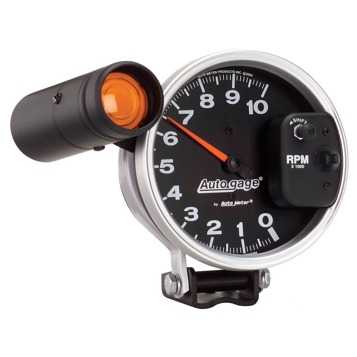 AUTO METER 233904 Autogage Monster Shift-Lite Tachometer Black dial/Silver bezel, 5.000 in.