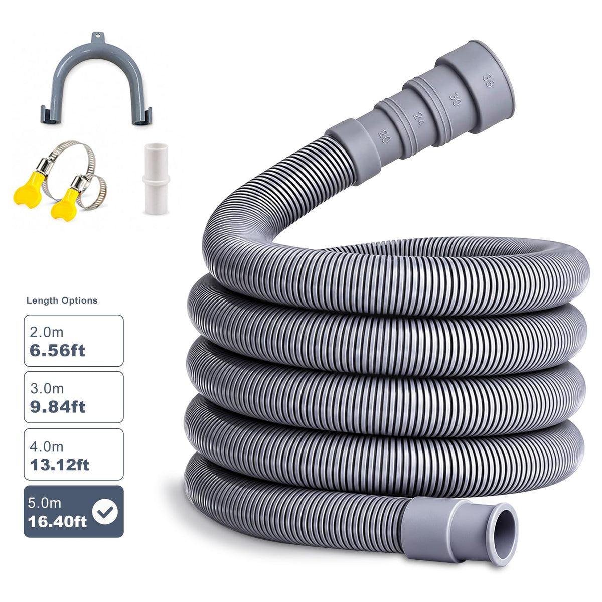 QruiLanTu 16 FT Washing Machine Drain Hose Extension Kit for Dishwasher